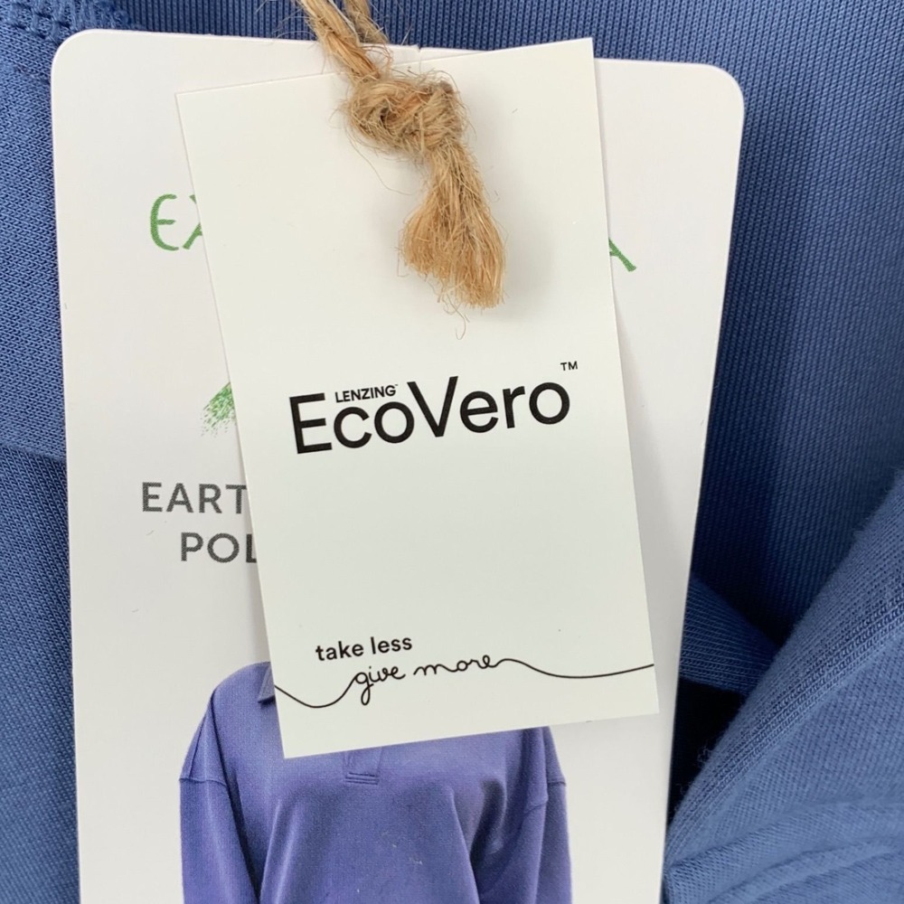 Earth Yoga L Blue Polo Sweatshirt EcoVero Relaxed Sustainable NWT - Picture 6 of 8